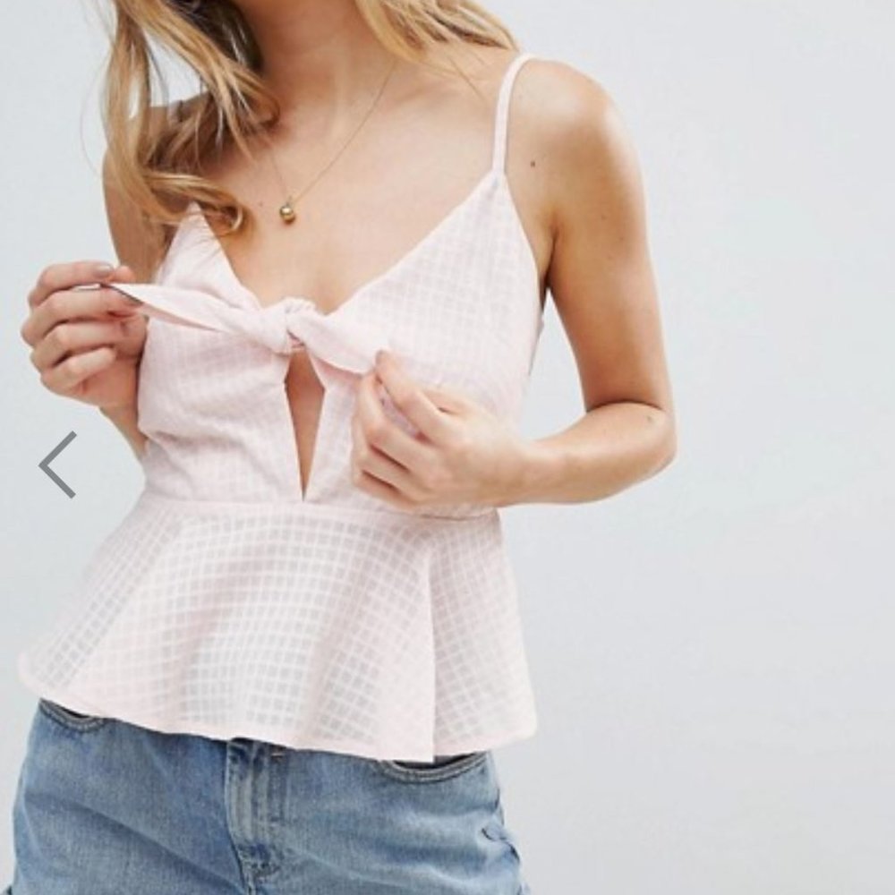 ASOS Tie Front Pink Crop Top